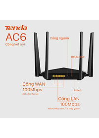 Thiết bị phát Wifi Tenda AC6 Chuẩn AC 1200Mbps - Hàng Chính Hãng