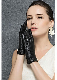 Găng tay nữ da cừu đơn giản BHY8618 Bao tay nữ lót lông giữ ấm, chống ngấm nước tốt.