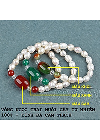 Combo Vòng đeo tay Ngọc Trai Nuôi cấy tự nhiên đính đá Cẩm Thạch, Tặng kèm hộp Lót Nhung Gấm