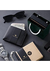 Bóp nam da bò - Ví da Nappa cao cấp tặng kèm hộp và túi sang trọng - Alpha 001