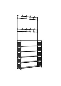 Kệ để giày dép kệ đựng giày thông minh đa năng chữ L 4 tầng 5 tầng thông minh có móc treo quần áo và đồ dụng khác