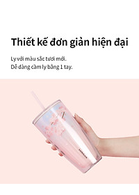 Ly nhựa LocknLock 2 lớp 750ml HAP522 720ml Anh Đào - Hàng chính hãng kèm ống hút, cách nhiệt tốt, miệng rộng - JoyMall