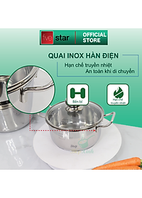 Bộ nồi chảo 3 đáy inox 430 cao cấp FiveStar Standard 6 món bếp từ nắp kính tặng 5 muỗng inox