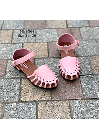 Dép sandal bé gái BIBIKIDS rọ bít mũi màu hồng kiểu dáng búp bê duyên dáng phong cách Hàn Quốc 6 - 12 tuổi SG64