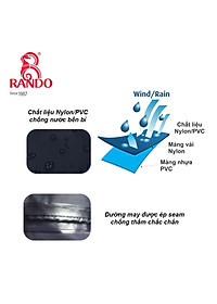 Áo Mưa Cánh Dơi Cao Cấp Có Kiếng Phủ Đèn Xe, RANDO Chính Hãng, Đi Mưa Bền Bỉ Không Thấm Nước