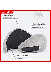 Gối Ngủ Du Lịch Chất Liệu Memory Foam Mật Độ Cao - Gối Ngủ Văn Phòng Thông Minh Cao Cấp Chính Hãng Dododios – Kèm Túi Vải Nhung Đựng Gối Ngủ Chữ U Văn Phòng