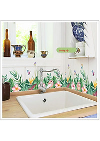 Decal dán chân tường hoa cỏ đủ màu - 2 bộ ( 50 x 260 cm )