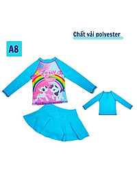 Đồ bơi bé gái tay dài hình Elsa - Pony từ 10-39kg - quần giả váy tạo kín đáo