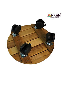 Combo 2 Đế Lót Chậu Cây Có Bánh Xe ANKAN 30cm Gỗ Tràm Mặt Tròn Màu Vàng, Chính Hãng