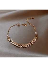 Combo lắc tay chiếc lá, Phong cách Hàn Quốc, hợp kim mạ vàng 18K, Khóa càng cua tiện dụng, thiết kế đơn giản, kèm hộp đựng Hoa Hồng, mẫu CrownX.436B.1