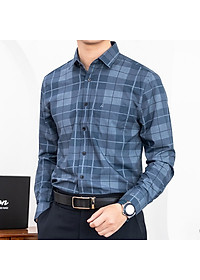 Áo Sơ Mi Nam Dài Tay Công Sở Trung Niên Anton Xanh Caro Sợi Tre Thoáng Mát, Thấm Hút Mồ Hôi - YAC130