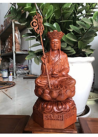 Tượng phật địa tạng vương bồ tát dáng đứng bằng gỗ hương đá kt 40×20×20cm
