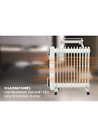 Máy sưởi dầu Sunhouse SHD7084, Công suất 2400W, 13 lá phát nhiệt, làm ấm nhanh, Có giàn phơi - Hàng chính hãng, bảo hành 12 tháng