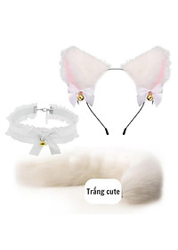 Combo Phụ kiện thời trang Đuôi cosplay cáo nhân tạo Cosplay + nơ cổ + kẹp tóc (Halloween / Lễ hội / Trang phục hóa trang)