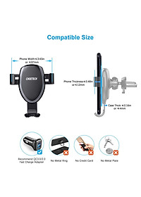 Giá đỡ kiêm Sạc không dây 10W hiệu CHOETECH H-T536S trên xe hơi / ô tô hiệu  (sạc nhanh chuẩn MFI Apple, Công suất 10W, công nghệ Gravity) - Hàng chính hãng