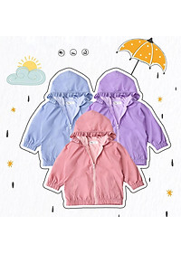 Áo gió bé gái khoác chống nắng bụi gió chống thấm nước 2 trong 1 tiện nhẹ có mũ bèo MamLa