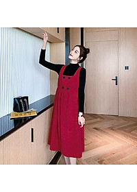 Sét Yếm Bầu Công Sở Dự Tiệc Cao Cấp Azuno AZ1012 Chất Liệu Nhung Ép (Kèm Áo Len)