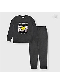 Bộ dài tay bé trai BIGFOX - MISS MEOW size đại, bộ thu đông cho bé phong cách Âu Mỹ hình in Mặt cười 41- 56kg QATE