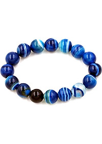 Vòng tay chuỗi hạt thạch anh xanh dương sọc 12 ly 16 hạt (192mm)