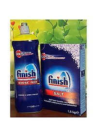 Combo Muối rửa bát finish 1.5kg+Nước làm bóng finish 750ml dùng cho Máy rửa bát