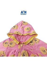 Áo khoác có nón bé gái họa tiết Gấu bông vàng thun da cá - AICDBGWTI5DO - AIN Closet