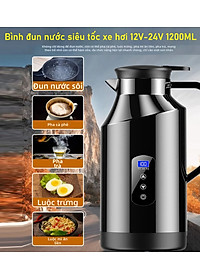 Bình Đun Nước Xe Hơi Chuyên Dùng Mẫu Mới 2026 Dung Tích 1200ML SUS304 12V/24V 200W Tự Ngắt Khi Sôi Dùng Cho Xe Tải Xe Khách Đường Dài