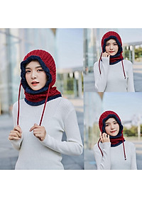 Mũ len lót lông trùm cổ siêu ấm mùa đông rét đậm thích hợp cả nam và nữ - Mu len lot long trum co