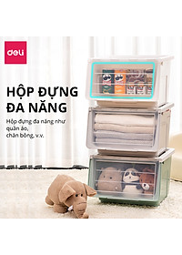 Hộp Nhựa Đựng Đồ Nắp Trong Đa Năng Thùng Đựng Đồ Chơi Quần Áo Sách Vở Vật Dụng Gia Đình Deli - Xếp Chồng Tiện Lợi