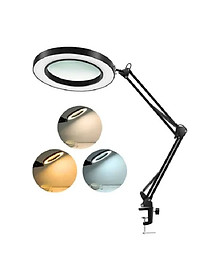 Kính lúp gắn bàn có đèn TERINO DE-5XB (phóng đại 5X, Led, màu đen) - Hàng chính hãng
