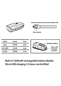Đèn xe đạp thể thao miDoctor siêu sáng có còi pin sạc usb led T6 chống nước - Đèn còi xe đạp có 3 chế độ sáng còi to - Chính hãng miDoctor