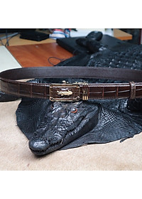 Thắt Lưng Nam Da Cá Sấu Thật KEM Leather [HÀNG CAO CẤP] Dây Nịt Da Cá Sấu Thật Dây Liền Nguyên Con Phần Da Bụng Trơn Màu Nâu Cao Cấp KEMTL02 Bảo Hành Chính Hãng 24 Tháng