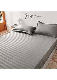 Bộ Ga Gối Cotton Kẻ 3F Lidaco Chuyên Dụng Cho Homestay, Khách Sạn - Xám