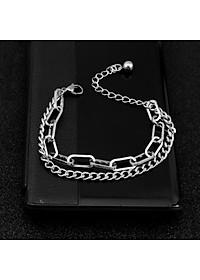 Vòng đeo tay lắc tay 2 lớp titan không đen không gỉ