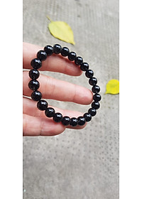 Vòng tay nữ thạch anh tóc đen dầy kín tự nhiên size hạt 8mm màu đen đậm bóng đẹp hợp mệnh thủy mệnh Mộc đeo đẹp may mắn hợp mệnh tuổi tốt sức khỏe công việc ạ