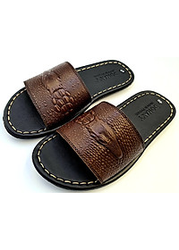 Dép Quai Ngang Nam Da Bò Thật 100%,DONAVY Kiểu Đầu Cá Sấu Đi Rất Nhẹ Và Êm DCSDN