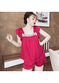 Bộ ngủ cánh tiên chất satin mềm mịn mát