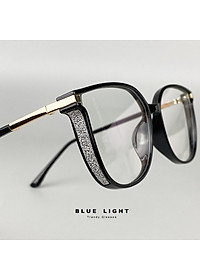 Gọng Kính Cận, Kính Giả Cận Nữ Mắt Mèo Viền Dày Ánh Nhũ Nữ Tính,  Chống Ánh sáng Xanh, Gọng Nhựa Dẻo TR90 Đen, Nâu, Trong Suốt - BLUE LIGHT