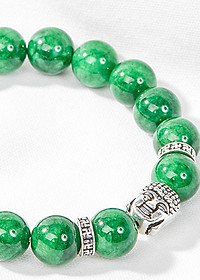 Vòng đá cẩm thạch sơn thủy thiên nhiên phối charm phật bạc Ngọc Quý Gemstones