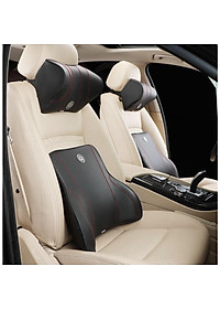 Gối tựa đầu và tựa lưng ô tô cao su non vỏ bọc da nhập khẩu cao cấp