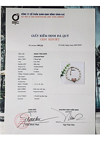 Combo lắc tay Hồ Ly, chất liệu Ngọc Trai thật, cấu trúc vân tay, Màu Trắng Ngà, hạt bầu dục 6li, kèm Giấy kiểm định sản phẩm mẫu tại SJC, Kèm hộp đựng Hoa Hồng – Mẫu Luxi green – CownX.03