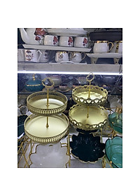 Kệ đựng hoa quả, bánh kẹo, mỹ phẩm hợp kim mạ vàng cao cấp 2022 | KỆ 2 ĐĨA HỢP KIM MẠ VÀNG CAO CẤP