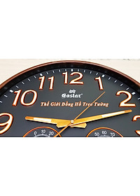 Đồng Hồ Treo Tường DECOR Trang Trí Nhà Hình Tròn Viền Mỏng 38cm EASTAR - Bộ Kim Số DẠ QUANG và NHIỆT ẨM KẾ TỰ ĐỘNG - Tặng Pin Maxell