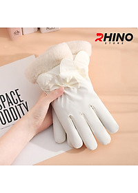 Găng tay Nữ giữ ấm lót lông cừu, chống gió Rhino G9022 cảm ứng điện thoại, đi xe máy