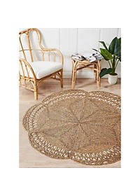 Thảm Trải Sàn Hình Bông Hoa ONGTRE Bằng Cói Trang Trí Nhà Cửa Chụp Ảnh Nhiều Kích Thước 120cm