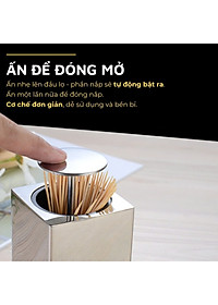 Lọ đựng tăm inox 304 DandiHome nắp bấm đóng mở hoàn toàn kín