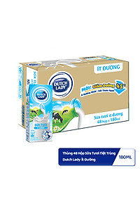 Thùng 48 Hộp Sữa Tươi Tiệt Trùng Dutch Lady Cô Gái Hà Lan ít đường 180ml