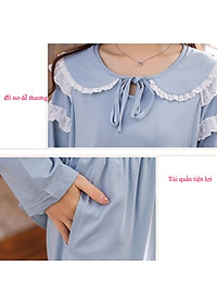 Bộ Đồ Bầu Và Sau Sinh Dài Tay Azuno AZ30 Mặc Nhà Thu Đông Chất Cotton Mềm Mại Có Thiết Kế Cho Con Bú