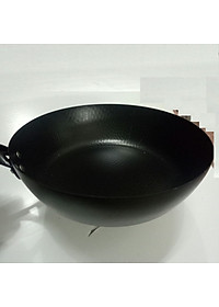 Chảo Thép Rèn Vân Búa Chống Dính Tay Cầm Gỗ Kiểu Nhật Sâu Lòng  Size 28cm Dùng Được Bếp Từ