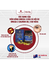 Viên uống Omega 3 dầu cá Hồi nhập khẩu chính hãng Úc OMEGA 3 SALMON OIL (180 viên) hỗ trợ giảm mỡ máu, giảm nguy cơ xơ vữa động mạch, cung cấp các chất dinh dưỡng cần thiết cho não bộ, tốt cho mắt