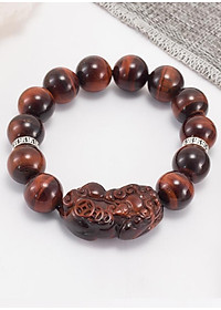 Vòng Thạch Anh Mắt Hổ Đỏ Phối Tỳ Hưu Nam (14mm) Ngọc Quý Gemstones